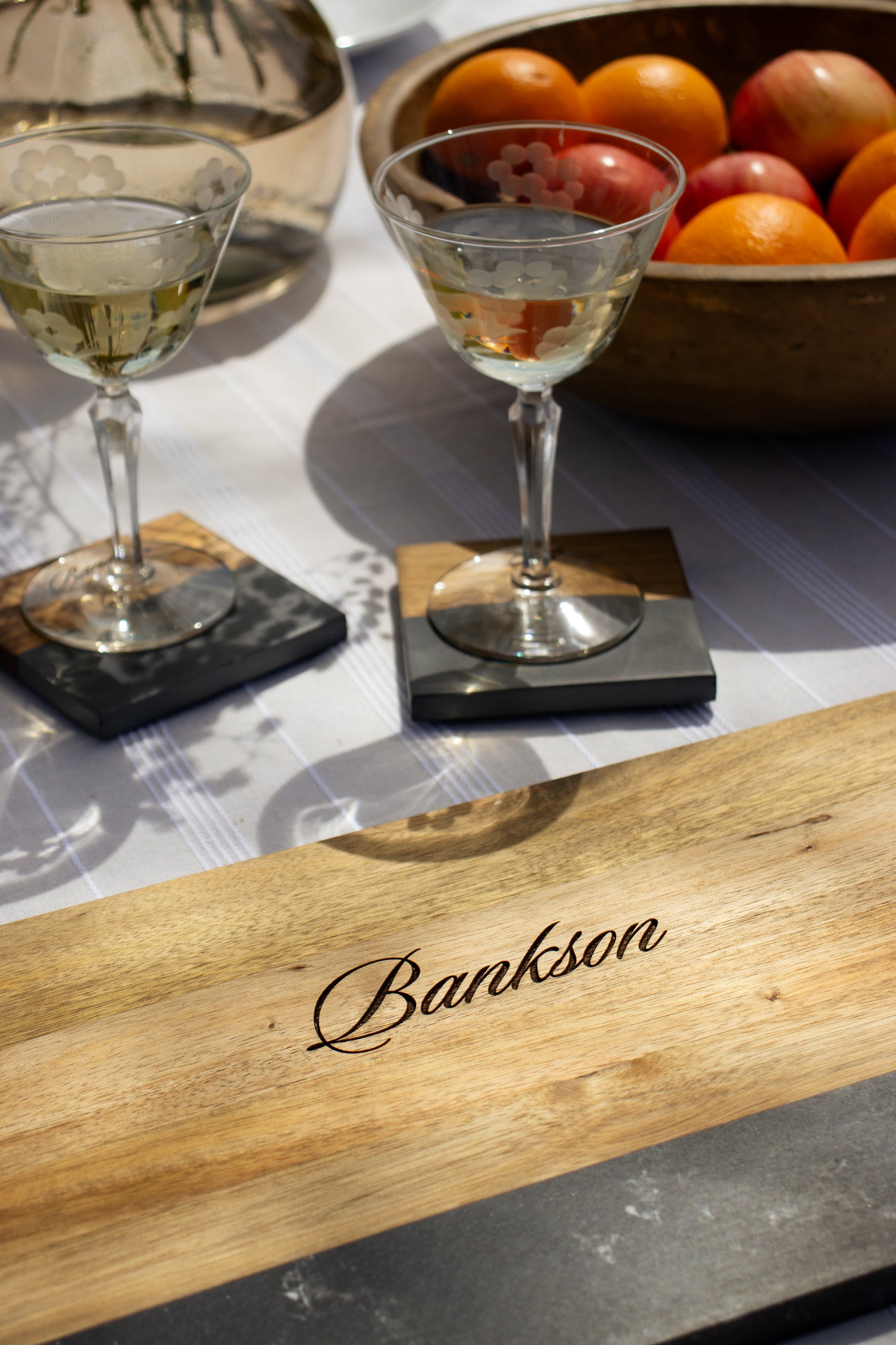 Custom Engraved Marble & Acacia Wood Board