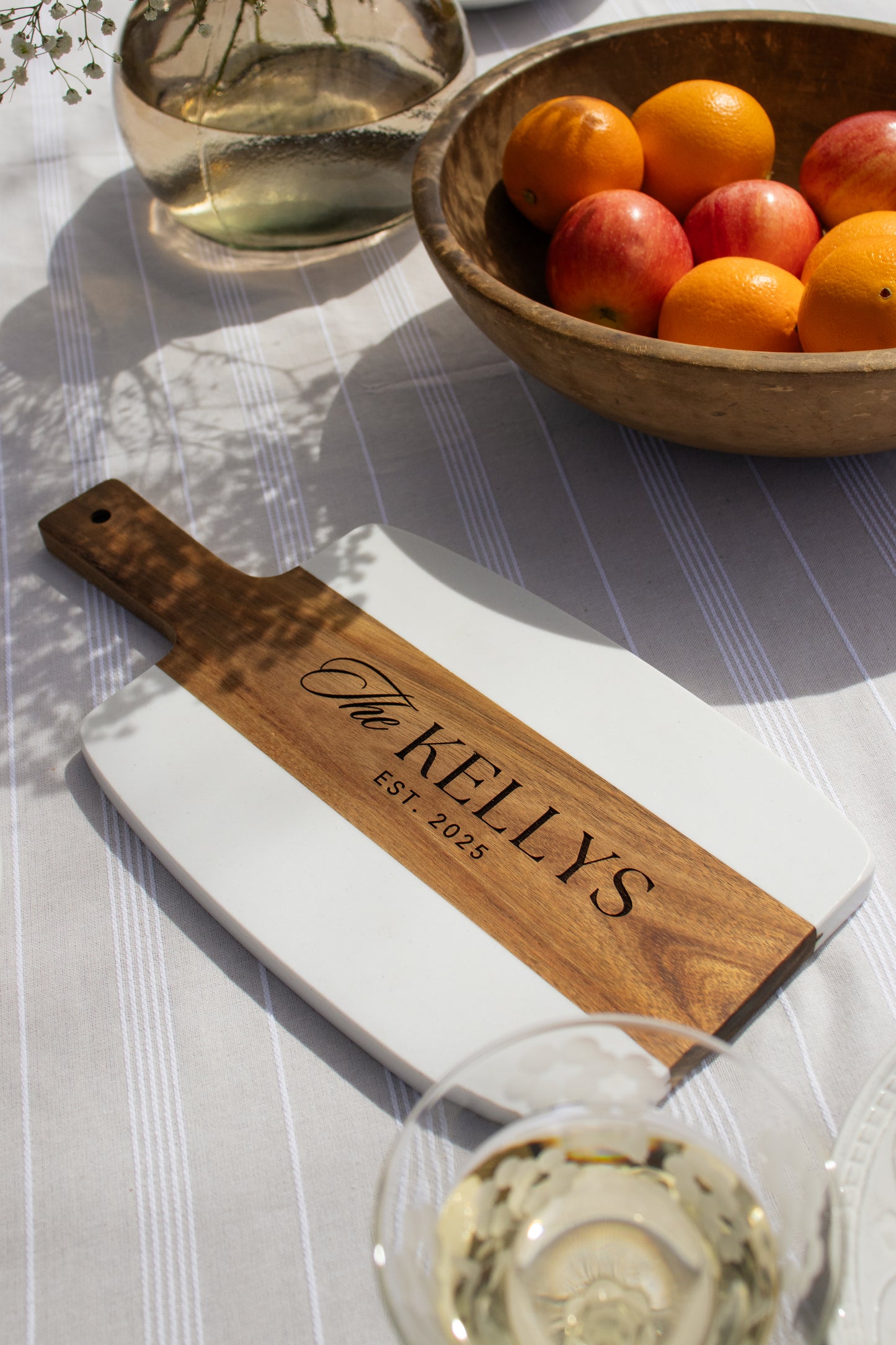 Marble & Acacia Wood Board With Handle