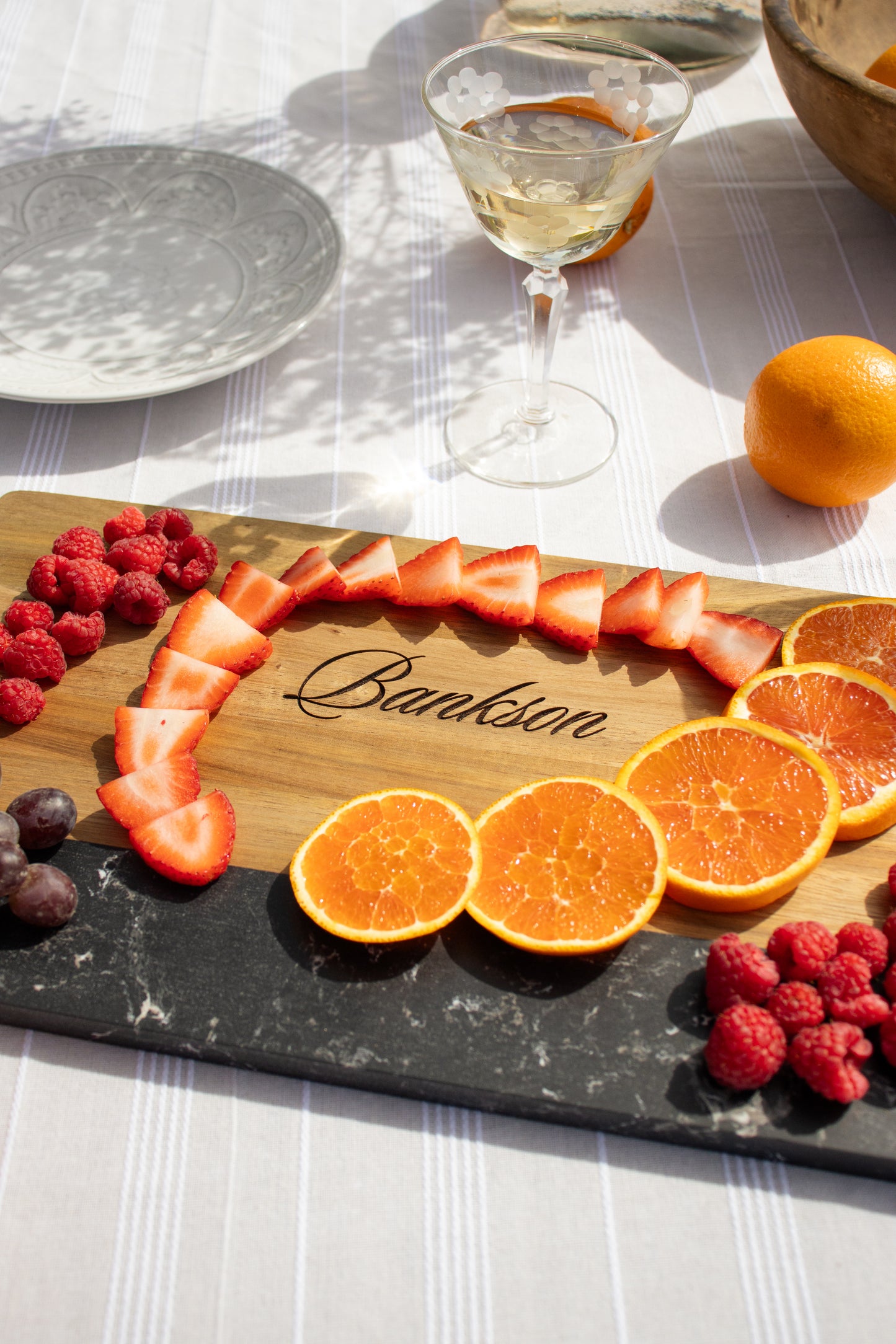 Custom Engraved Marble & Acacia Wood Board
