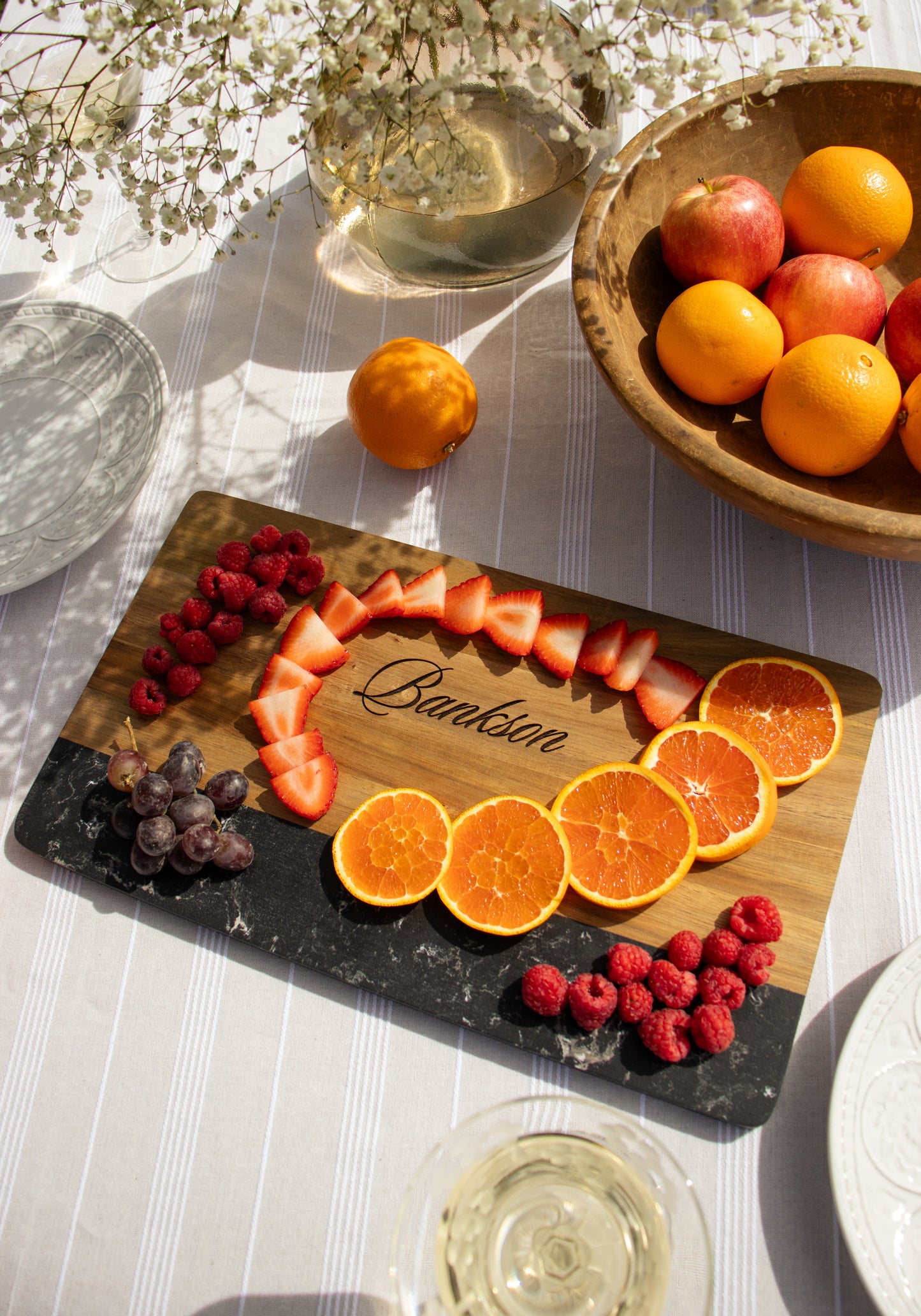 Custom Engraved Marble & Acacia Wood Board