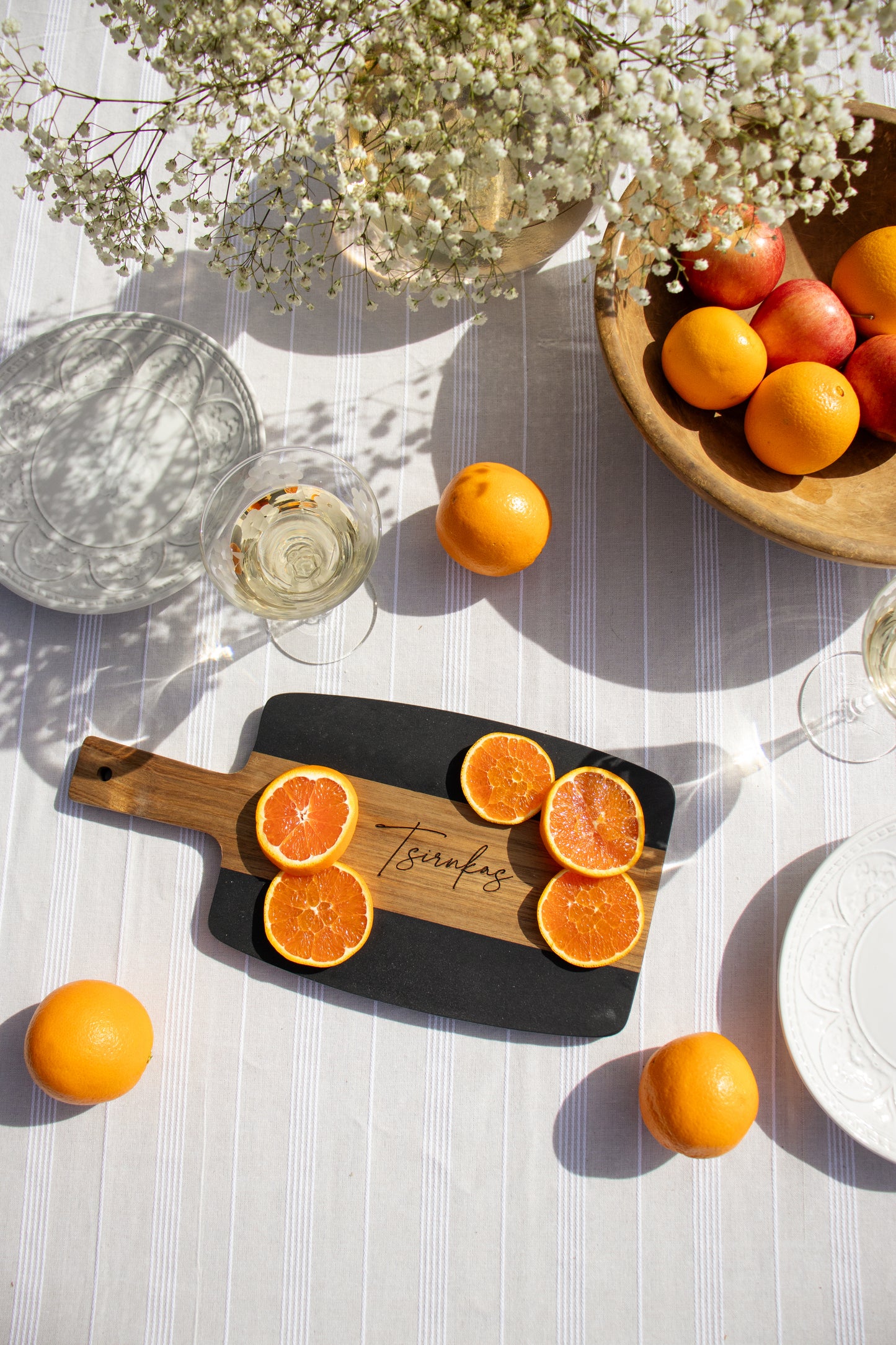 Marble & Acacia Wood Board With Handle